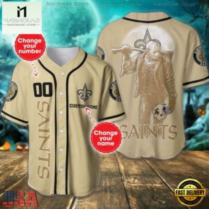Custom Name And Number New Orleans Saints NFL Horror 3D Baseball Jersey Shirt