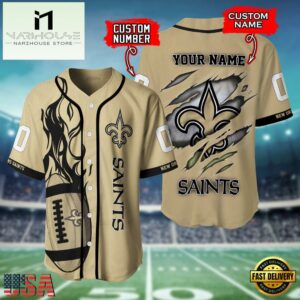 Custom Name And Number New Orleans Saints NFL Team Sport Baseball Jersey Shirt