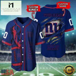 Custom Name And Number New York Giants NFL Team Sport Baseball Jersey Shirt