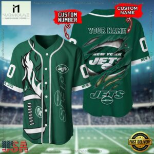 Custom Name And Number New York Jets NFL Football Team Baseball Jersey Shirt