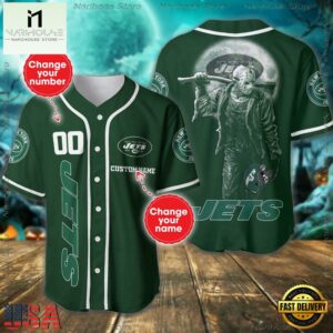 Custom Name And Number New York Jets NFL Horror 3D Baseball Jersey Shirt