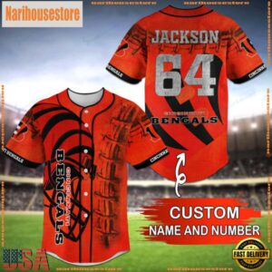 Custom Name And Number NFL Team Cincinnati Bengals Baseball Jersey Shirt