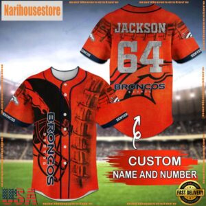 Custom Name And Number NFL Team Denver Broncos Baseball Jersey Shirt