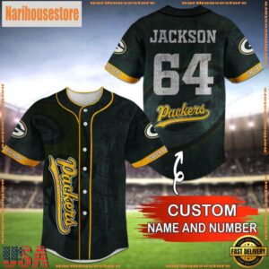 Custom Name And Number NFL Team Green Bay Packers Baseball Jersey Shirt