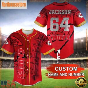 Custom Name And Number NFL Team Kansas City Chiefs Baseball Jersey Shirt