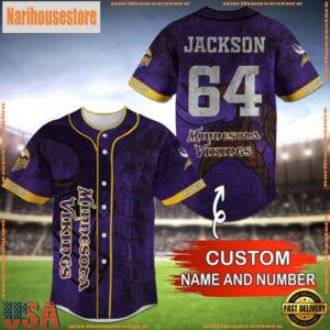 Custom Name And Number NFL Team Minnesota Vikings Baseball Jersey Shirt