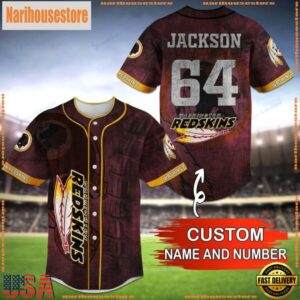 Custom Name And Number NFL Team Washington Redskins Baseball Jersey Shirt