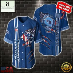 Custom Name And Number NFL Tennessee Titans America Flag Baseball Jersey Shirt Gift For Fans