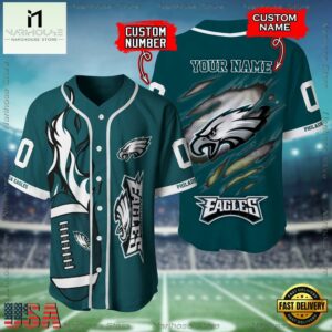 Custom Name And Number Philadelphia Eagles NFL Football Team Baseball Jersey Shirt