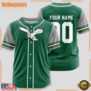 Custom Name And Number Philadelphia Eagles NFL Team Baseball Jersey
