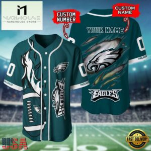 Custom Name And Number Philadelphia Eagles NFL Team Sport Baseball Jersey Shirt