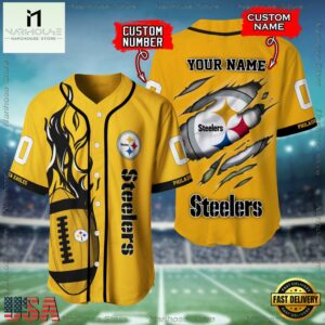 Custom Name And Number Pittsburgh Steelers NFL Football Team Baseball Jersey Shirt