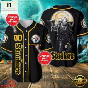 Custom Name And Number Pittsburgh Steelers NFL Horror 3D Baseball Jersey Shirt