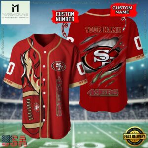 Custom Name And Number San Francisco 49ers NFL Football Team Baseball Jersey Shirt