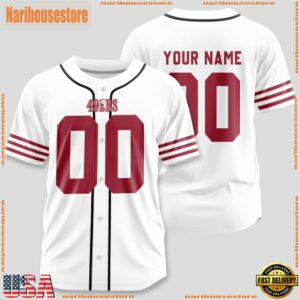 Custom Name And Number San Francisco 49ers NFL Team Sport Baseball Jersey Shirt