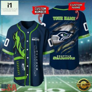Custom Name And Number Seattle Seahawks NFL Football Team Baseball Jersey Shirt