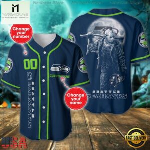 Custom Name And Number Seattle Seahawks NFL Horror 3D Baseball Jersey Shirt