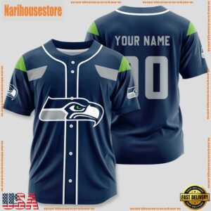Custom Name And Number Seattle Seahawks NFL Sport Baseball Jersey