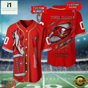 Custom Name And Number Tampa Bay Buccaneers NFL Football Team Baseball Jersey Shirt