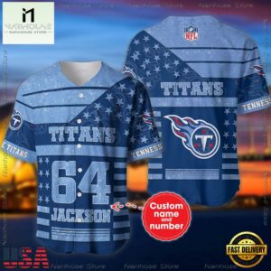Custom Name And Number Tennessee Titans NFL American Flag Baseball Jersey Shirt