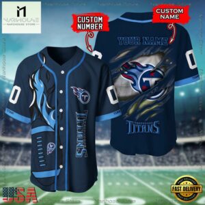 Custom Name And Number Tennessee Titans NFL Football Team Baseball Jersey Shirt