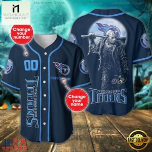 Custom Name And Number Tennessee Titans NFL Horror 3D Baseball Jersey Shirt