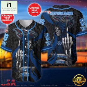 Custom Name And Number Tennessee Titans NFL Skull Death 3D Baseball Jersey Shirt