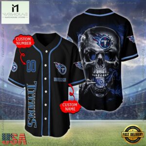 Custom Name And Number Tennessee Titans NFL Skull Face 3D Baseball Jersey Shirt
