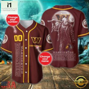 Custom Name And Number Washington Commanders NFL Horror 3D Baseball Jersey Shirt