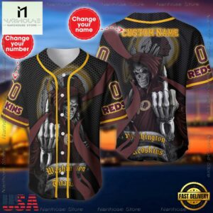 Custom Name And Number Washington Commanders NFL Skull Death 3D Baseball Jersey Shirt