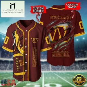 Custom Name And Number Washington Commanders NFL Team Sport Baseball Jersey Shirt