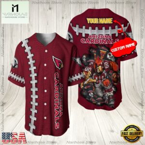 Custom Name Arizona Cardinals NFL Mascot 3D Baseball Jersey Shirt