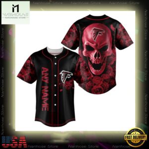Custom Name Atlanta Falcons NFL Football Skull 3D Baseball Jersey Shirt
