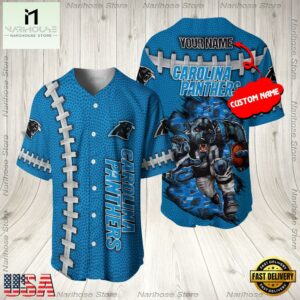 Custom Name Carolina Panthers NFL Mascot 3D Baseball Jersey Shirt