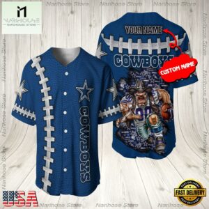 Custom Name Dallas Cowboys NFL Mascot 3D Baseball Jersey Shirt