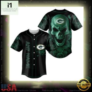 Custom Name Green Bay Packers NFL Football Skull 3D Baseball Jersey Shirt