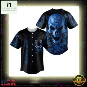 Custom Name Indianapolis Colts NFL Football Skull 3D Baseball Jersey Shirt