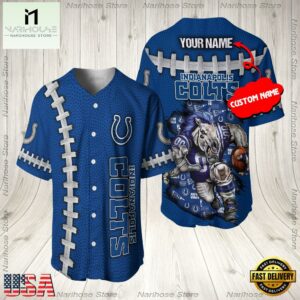 Custom Name Indianapolis Colts NFL Mascot 3D Baseball Jersey Shirt