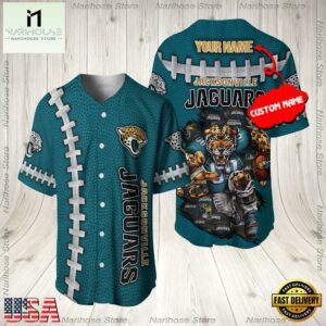 Custom Name Jacksonville Jaguars NFL Mascot 3D Baseball Jersey Shirt