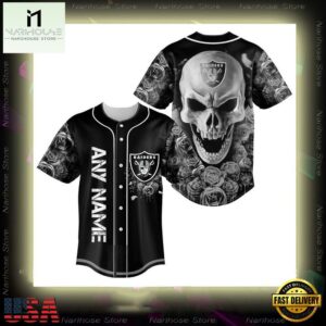 Custom Name Las Vegas Raiders NFL Football Skull 3D Baseball Jersey Shirt