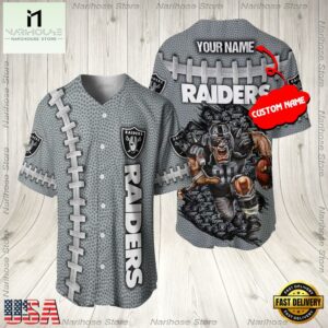 Custom Name Las Vegas Raiders NFL Mascot 3D Baseball Jersey Shirt
