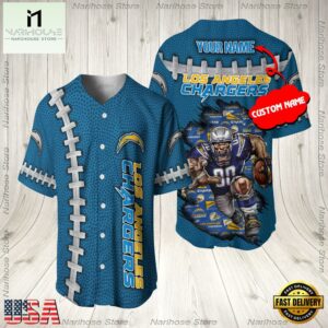 Custom Name Los Angeles Chargers NFL Mascot 3D Baseball Jersey Shirt