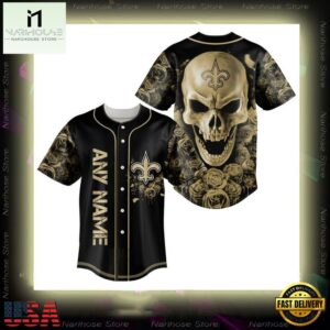 Custom Name New Orleans Saints NFL Football Skull 3D Baseball Jersey Shirt