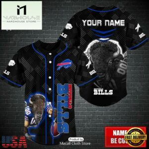 Custom Name NFL Buffalo Bills Mascot Baseball Jersey