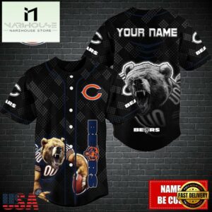 Custom Name NFL Chicago Bears Mascot Baseball Jersey