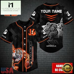 Custom Name NFL Cincinnati Bengals Mascot Baseball Jersey