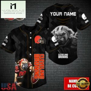 Custom Name NFL Cleveland Browns Mascot Baseball Jersey