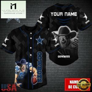 Custom Name NFL Dallas Cowboys Mascot Baseball Jersey
