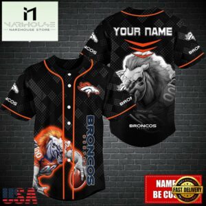 Custom Name NFL Denver Broncos Mascot Baseball Jersey