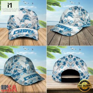 Custom Name NFL Detroit Lions Hawaiian Pattern Baseball Cap